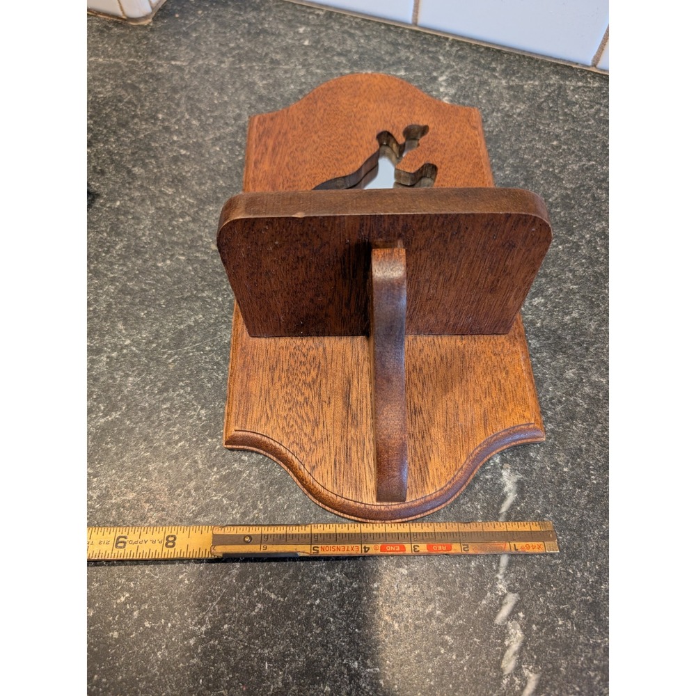 Vintage Handmade Wood Wall Shelf (Rabbit?) Mirror Inlay Western Rustic - Picture 4 of 6